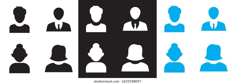 User icon. profile, avatar, Person Profile icon. Vector for websites, mobile interfaces, presentations, banner, visual branding etc. Vector illustration. isolated on white and black background. EPS 10