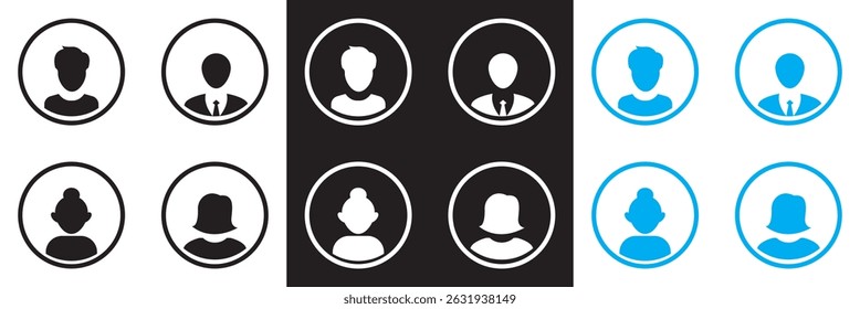 User icon. profile, avatar, Person Profile icon. Vector for websites, mobile interfaces, presentations, banner, visual branding etc. Vector illustration. isolated on white and black background. EPS 10