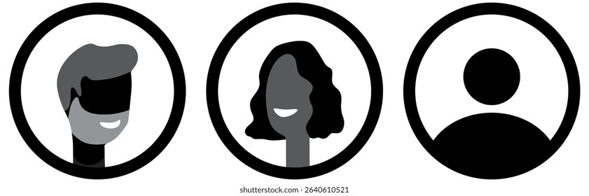 User icon. profile, avatar, Person Profile, User silhouette isolated on transparent background, icon for app or web site