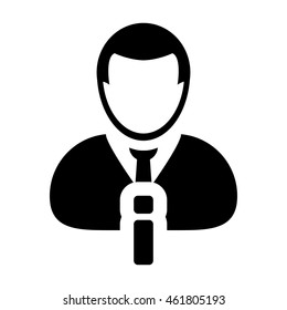 User Icon With Profile Information Data Details Symbol in Glyph Vector illustration