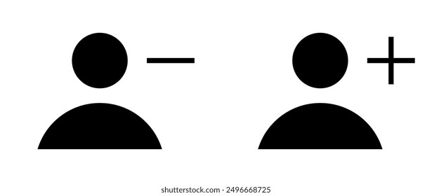 User icon, Profile sign vector, portfolio icon, Account Icon isolated, avatar symbol, Photo clipart, Add profile icon, Remove Account, Add account sign, App, web icons isolated.