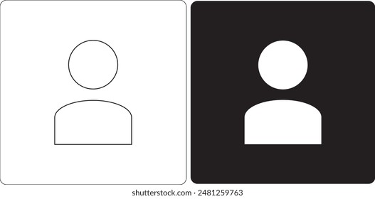 User icon profile vector with outline and fill