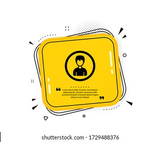 User icon. Quote speech bubble. Profile Avatar sign. Male Person silhouette symbol. Quotation marks. Classic person icon. Vector