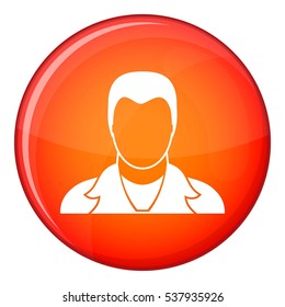 User icon in red circle isolated on white background vector illustration