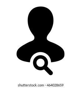 User Icon With Search Magnifying Glass Glyph Vector illustration