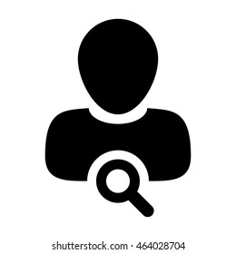 User Icon With Search Magnifying Glass Glyph Vector illustration