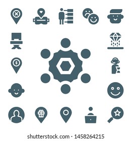 user icon set. 17 filled user icons.  Simple modern icons about  - Placeholder, Director, Team, Avatar, Hologram, Operator, Happy, User, Virtual reality, People, Rate, Blogger