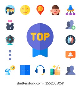 user icon set. 17 flat user icons.  Simple modern icons about  - team, staff, ar camera, badge, more, notification, customer service, happy, placeholder, headset, avatar, rating