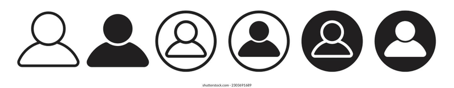 User icon set. Admin login icon. User profile icon on transparent background