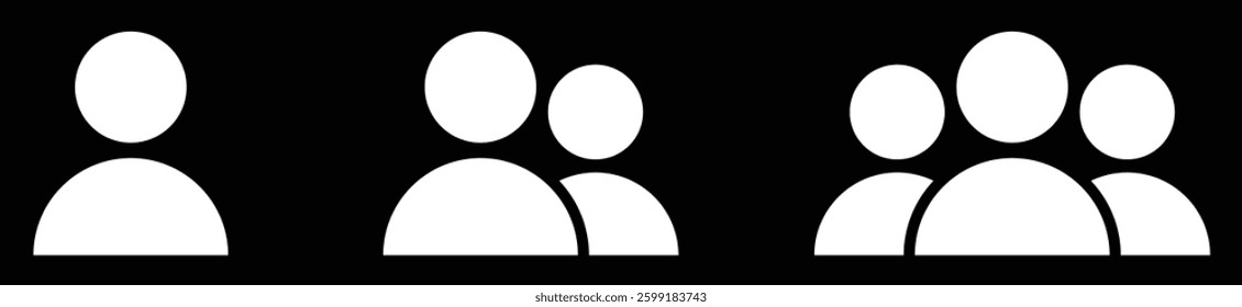 User icon set. User icon set in black background. Group of people icon set. Group icon, user, people, vector, symbol.