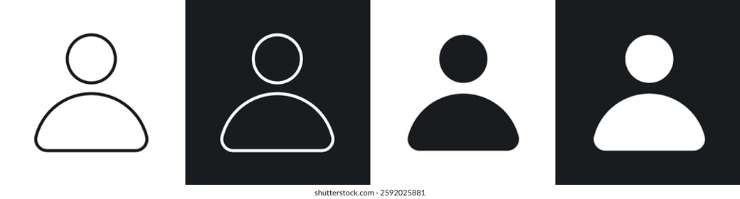 User icon set black and white colors. Graphic Vector icons pack