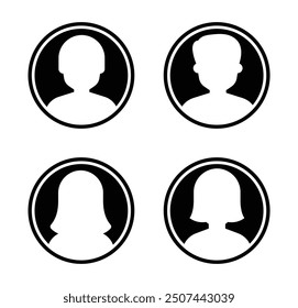 user icon set button in black and white