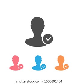 User icon set with check sign. Profile icon and approved, confirm, done, tick, completed symbol. Vector icon
