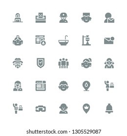 user icon set. Collection of 25 filled user icons included Notification, Placeholder, Customer service, Virtual reality, Businessman, Businesswoman, Avatar, Wireframe, Customer