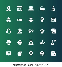 user icon set. Collection of 25 filled user icons included Blogger, Virtual reality, Placeholder, Woman, Notification, Remove user, Group, Avatar, Js, Customer service, Headset