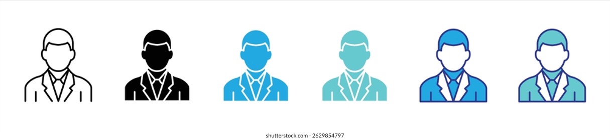 Benutzersymbolsatz. enthält Avatar, Profil dünne Linie und Farbstil für Sie App Web-Symbol-Zeichen. Vektorgrafik