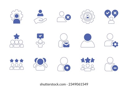 User icon set. Duotone style line stroke and bold. Vector illustration. Containing admin, help, remove, user, success, profile, member, users, avatar, add, employees, delete.