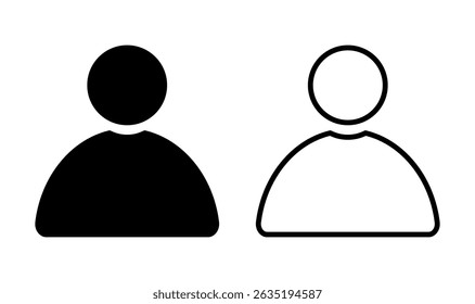 User icon set in flat and outline style, person avatar symbol, profile account icon for website and mobile app interface