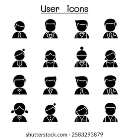 User icon set in glyph style
