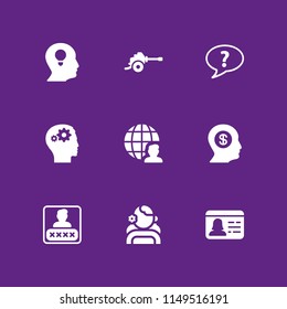 user icon set. id card, weapons and profile vector icon for graphic design and web