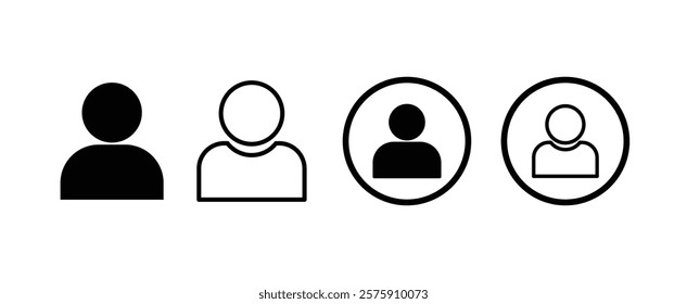 User icon set. Line and glyph user avatar. Profile user icon.  Person profile avatar with account symbol. 