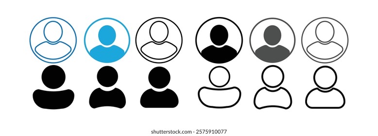 User icon set. Line and glyph user avatar. Profile user icon.  Person profile avatar with account symbol. 