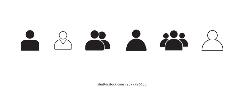 User icon set. Line and glyph user avatar. Profile user icon