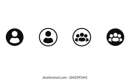 User icon set. Person profile avatar. Add user profile icon in black colors. Vector illustration.