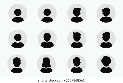 User icon set. Profile and people silhouette. Vector illustration