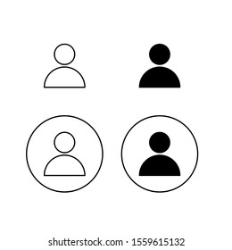 User icon set. Profile symbol button. Person avatar black and outline silhouette. Vector illustration image.