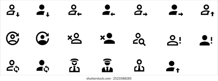 User icon set with signs Line and glyph user avatar. Profile user indication icon