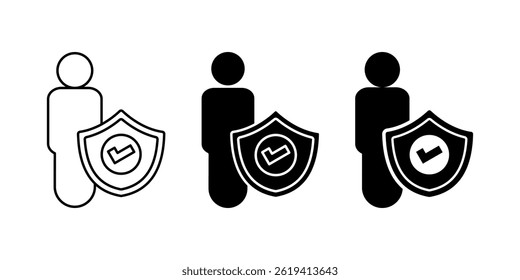 user icon set, verified user symbol. modern design isolated on white background