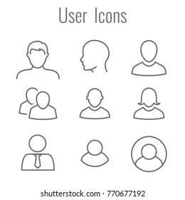 User Icon Set w Man, Woman, and Multiple People