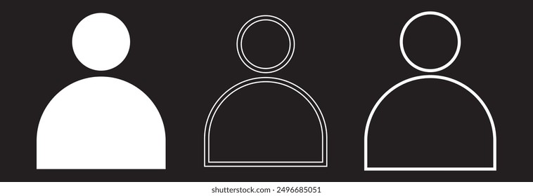 Benutzersymbolsatz weißes lineares und schwarzes Hintergrunddesign eps 10