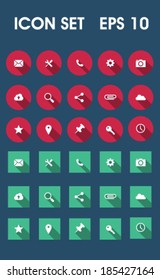 user icon set.flat design with long shadow
