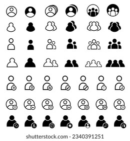 user icon sets. black and white user icon for this user application and website. people icon