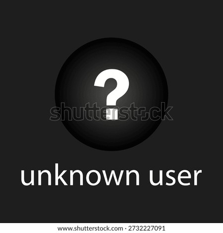 User icon showing unknown user status with a question mark on a dark background. Vector for web and app