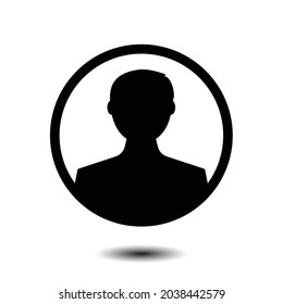 Signo de icono de usuario. Ilustración vectorial del signo circular con icono de avatar humano dentro. Símbolo de persona. Diseño plano.