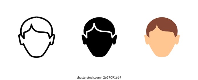 User icon. Simplified male head silhouette representing a generic profile vector illustration. Avatars, personal accounts, and identity symbols. Default person sign. Profile character pictogram.