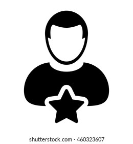 User Icon With Star & Favorite Symbol Glyph Vector illustration