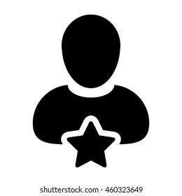 User Icon With Star & Favorite Symbol Glyph Vector illustration