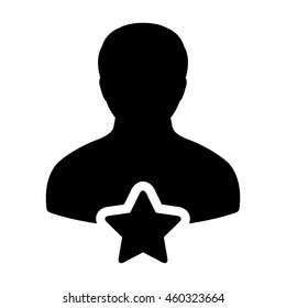User Icon With Star & Favorite Symbol Glyph Vector illustration