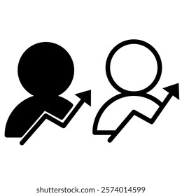 user icon with statistics, simple flat style, symbol vector illustration sign logo template pictogram, for ui or ux isolated on white for mobile app, editable	