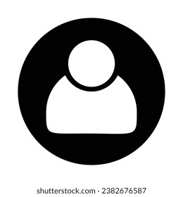 Icono de usuario en estilo plano de moda aislado en fondo negro. Símbolo de silueta de usuario para el diseño de su sitio web, logotipo, aplicación, UI, ios, android, 17, windows. Ilustración del vector, EPS10.
