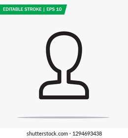 User icon in trendy outline style isolated on grey background. User symbol for website design, logo, app, user interface. Editable stroke. Vector illustration. Eps10.