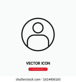 User icon vector. Account symbol. Linear style sign for mobile concept and web design. User account symbol illustration. Pixel vector graphics - Vector.