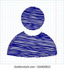 User icon vector with pen and school paper effect 