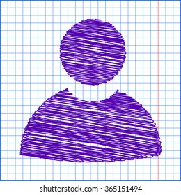 User icon vector with pen and school paper effect 