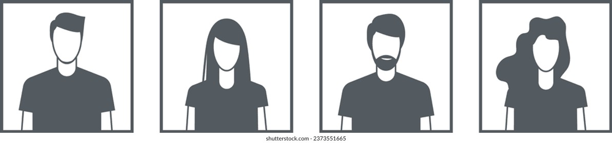 User icon vector. People head avatar illustration. Man and woman face sign for web design or mobile app.