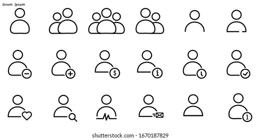 User icon vector. User profile icon illustration. set person icon symbol web line illustration. People icon on background.